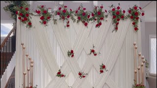 DIY - Simple & Easy Criss Cross Floral Backdrop diy - pool noodle backdrop