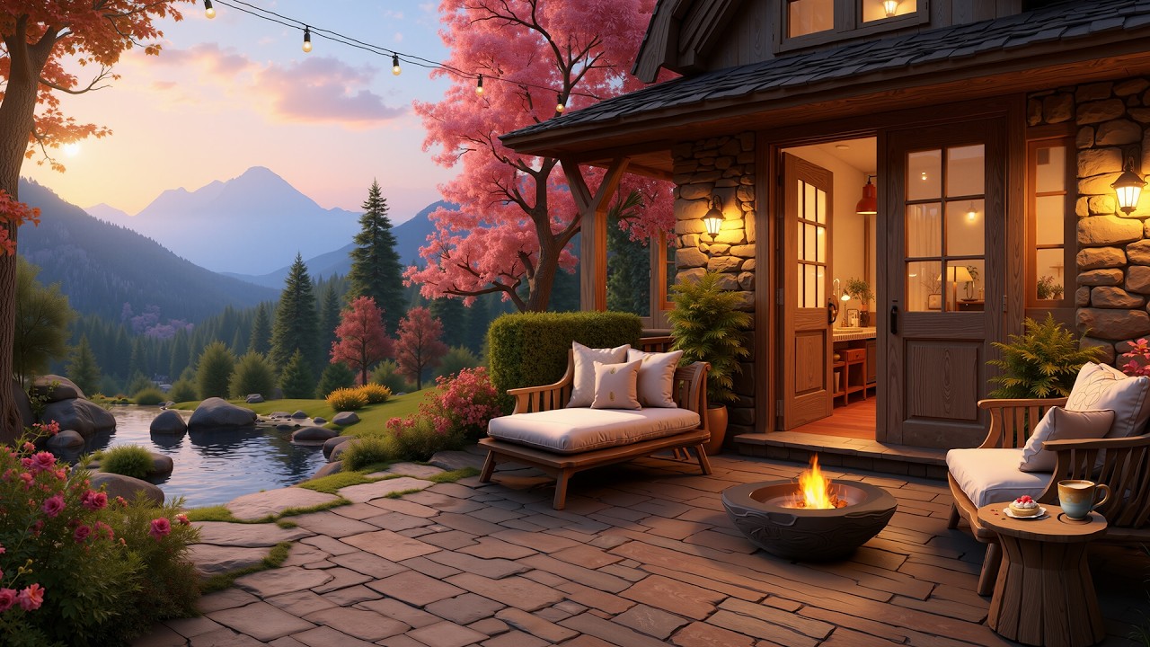 Relaxing Piano Music for Spring Days with Crackl Fire 🌸🔥 Soft Piano Music for Healing, Deep Sleep