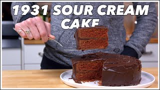 1931 Sour Cream Devil's Food Chocolate Cake Recipe  Old Cookbook Show