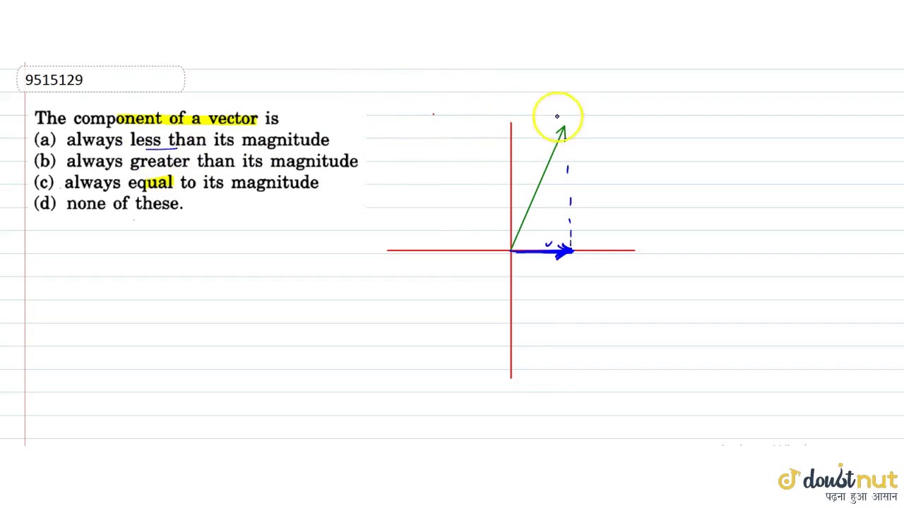 The component of a vector is - YouTube