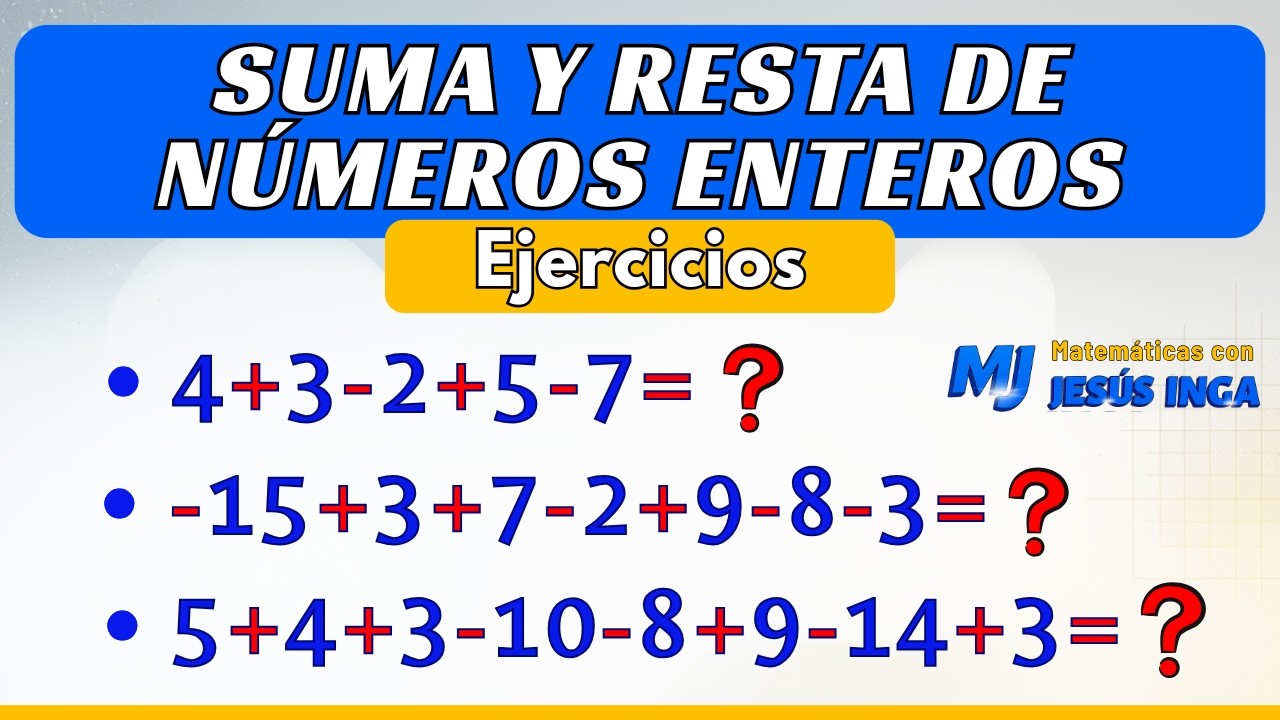 Operaciones de suma y resta de números enteros con la Ley de signos