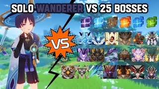 Solo C0 Wanderer vs 25 Bosses Without Food Buff | Genshin Impact