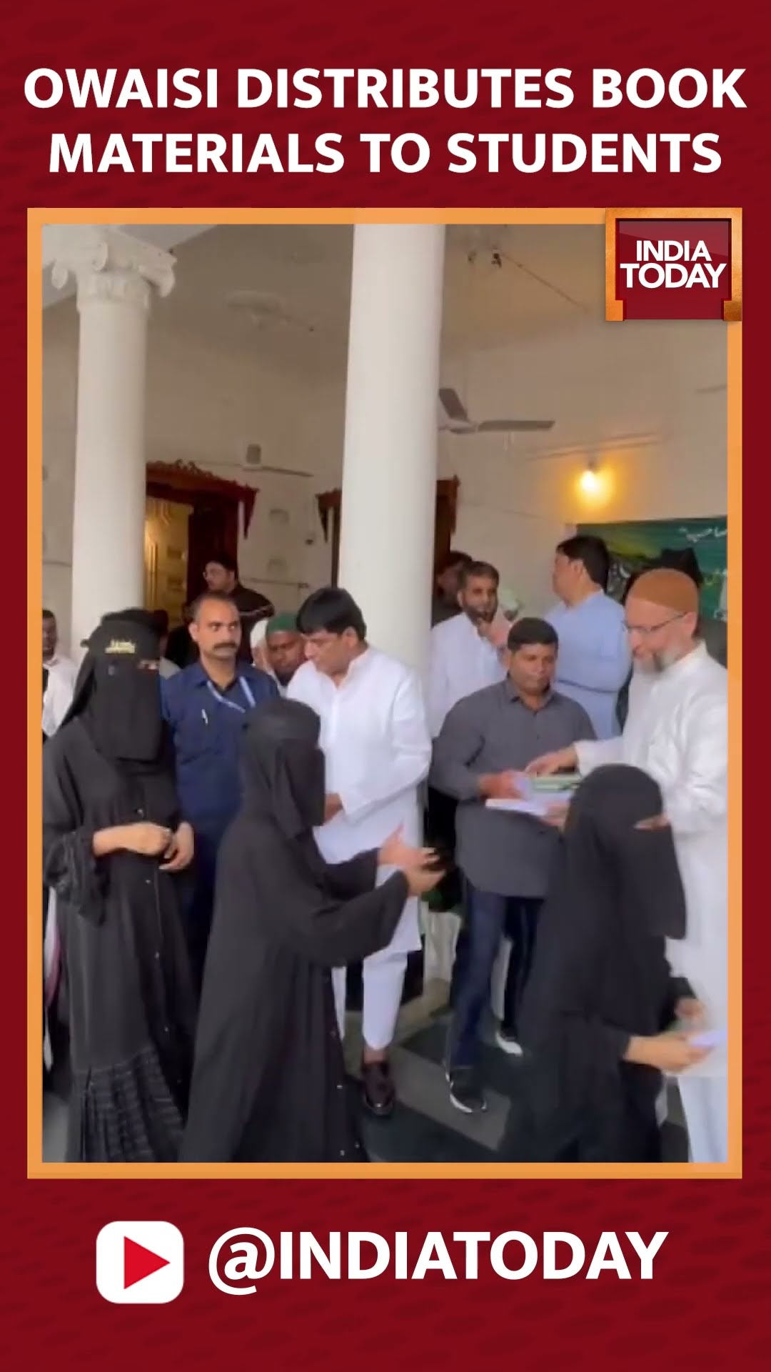 Asaduddin Owaisi Distributed Book Materials To Government School Students At The AIMIM Party Office