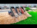 New update wonderful great action dump truck unloading soil and dozer pushing soil clear land ep03