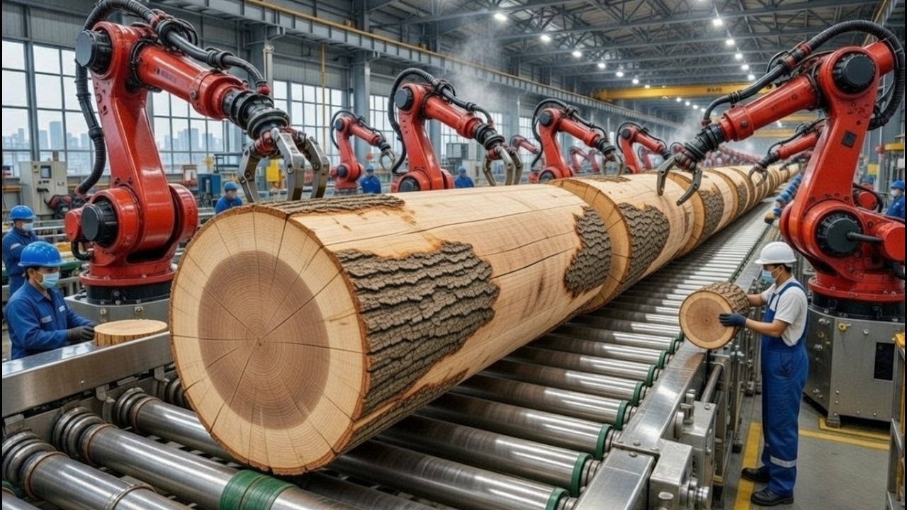 Dentro de una fábrica de procesamiento de madera: De troncos a casas de madera (proceso completo)