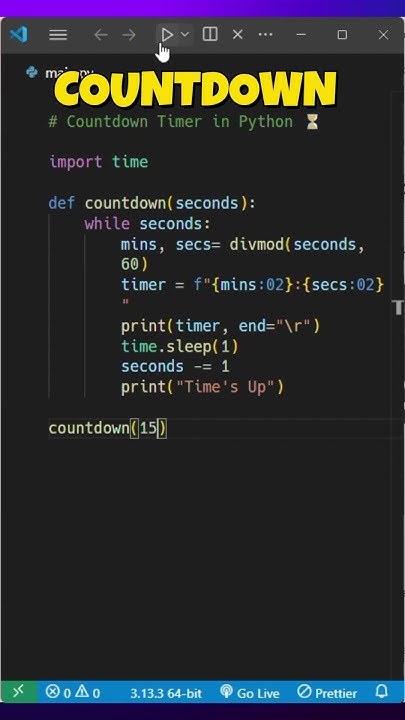 🔥 Python Countdown Timer in 15 Seconds! ⏳ #python #shorts #coding # ...