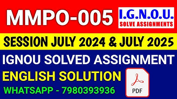 MMPO 005 solved assignment 2024-25 | MMPO 005 solved assignment 2025 | Ignou MMPO 005 in English