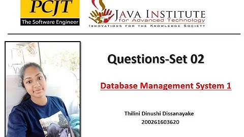 Question Set - 02 | Database Management System | Java Institute