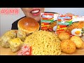 ASMR INDOMIE MI GORENG NOODLES, DUMPLINGS, RED BEAN CREAM CHEESE BALLS &amp; PORK BUN