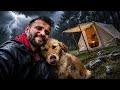 Solo Camping in Heavy Rain, Wind &amp; Fog | Survival with My Dog Max ⛺️🌧️🐕