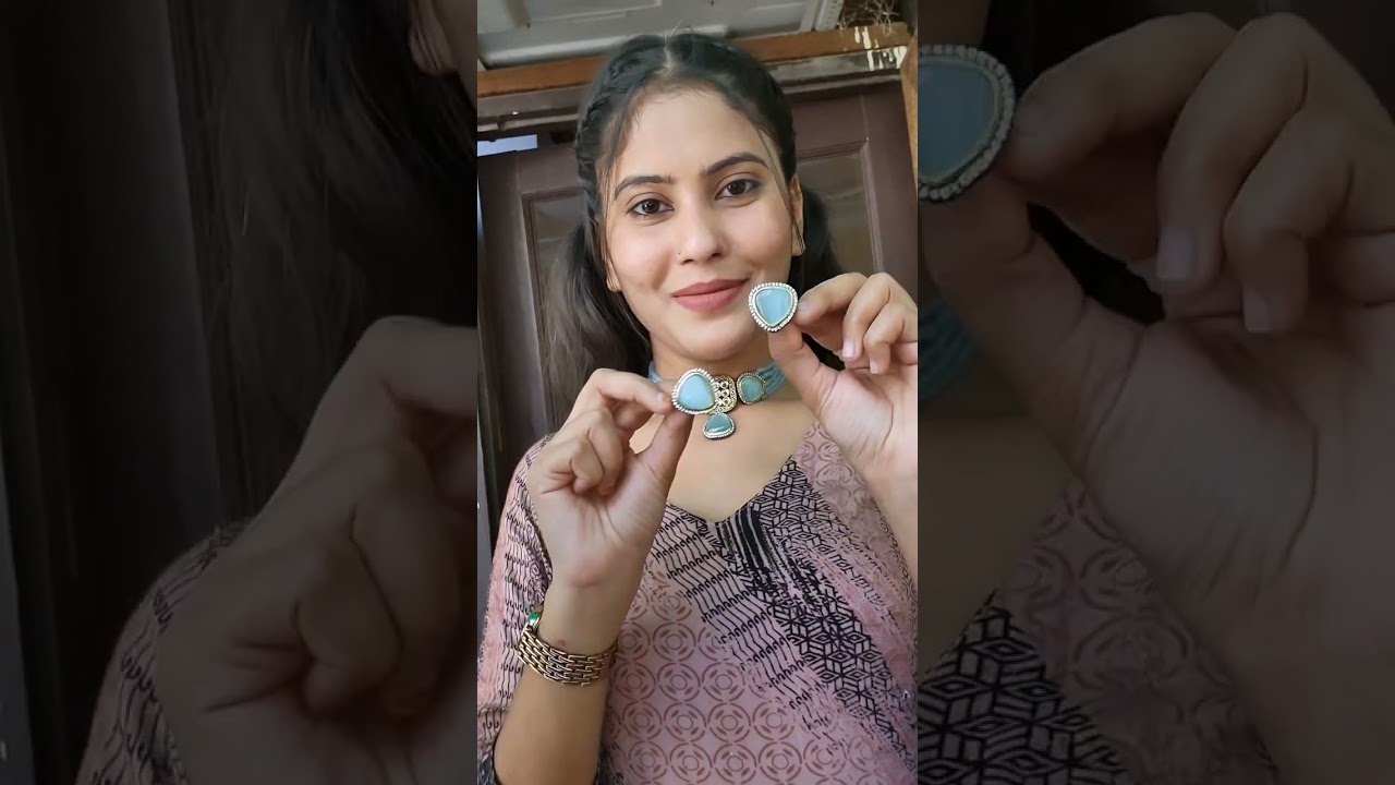 Blue doublet stone kundan choker beaded together in real onyx