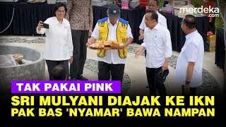 Sri Mulyani Kunjungi IKN Tak Pakai Baju Pink, Pak Bas 'Nyamar' Bawa Nampan Jadi Pramusaji