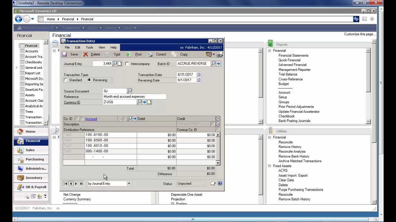 Microsoft Dynamics GP 2013 - How To Clear Recurring Amounts In General ...