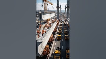 construction failure: concrete beams fell onto the bridge and trucks below. #shorts