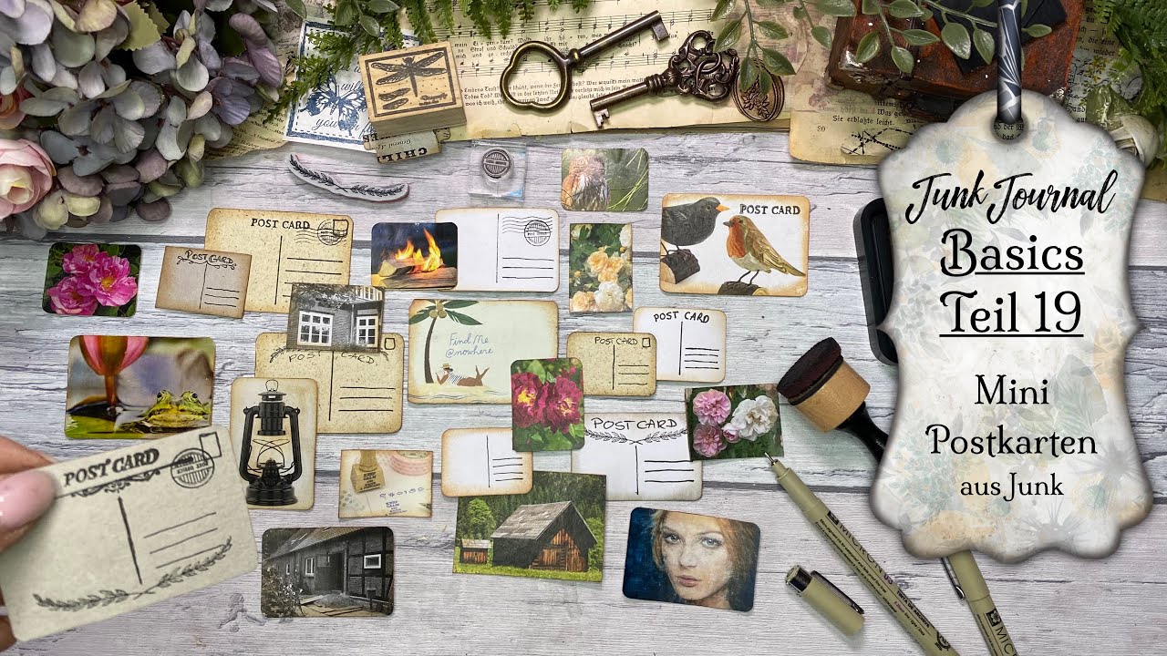 Junk Journal für Anfänger Teil 19 / Mini Postkarten aus Junk - YouTube