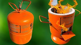 CREATIVE IDEAS FROM CEMENT AND OLD GAS CYLINDERS | MULTI PURPOSE OUTDOOR WOOD STOVE