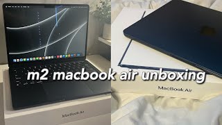 UNBOXING MACBOOK AIR M2 + set up | midnight 🌑 2023