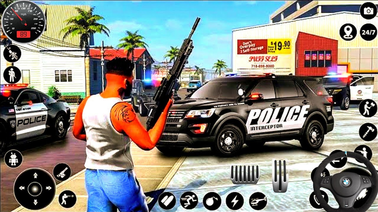 554 auto gangster John Vs police in open world game - car driving and ...