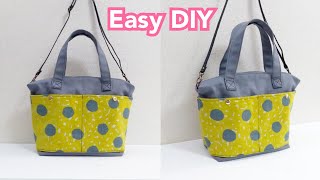 A4サイズ！ファスナー２Way トートバッグの作り方【Easy DIY】2 Way Zipper Tote Bag Tutorial.