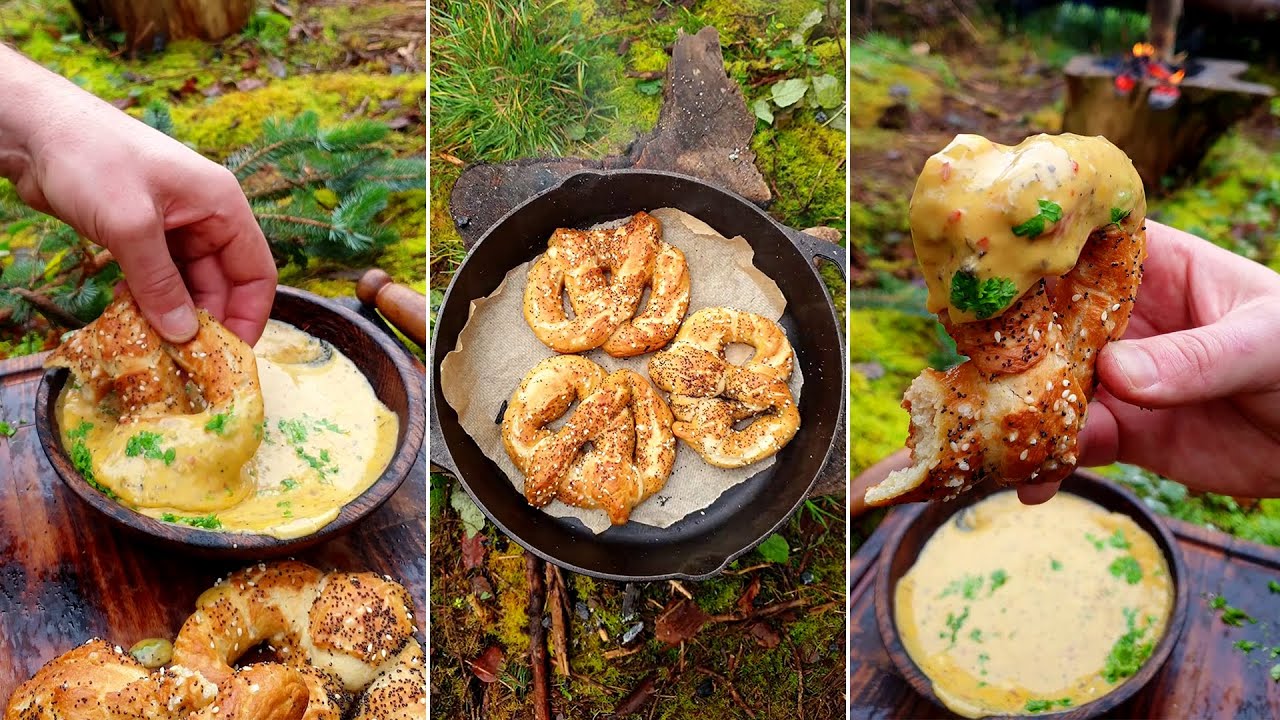 Forest Pretzels!! Camp Fire Baking, ASMR