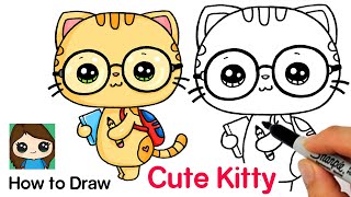 How to Draw Cute Back to School Art | Cutie Kitty #1