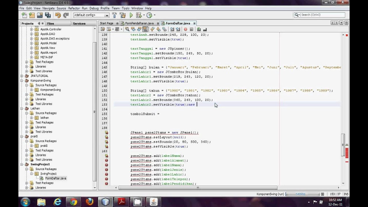 TUTORIAL JAVA SWING-Membuat Form Pendaftaran Pegawai Baru - YouTube