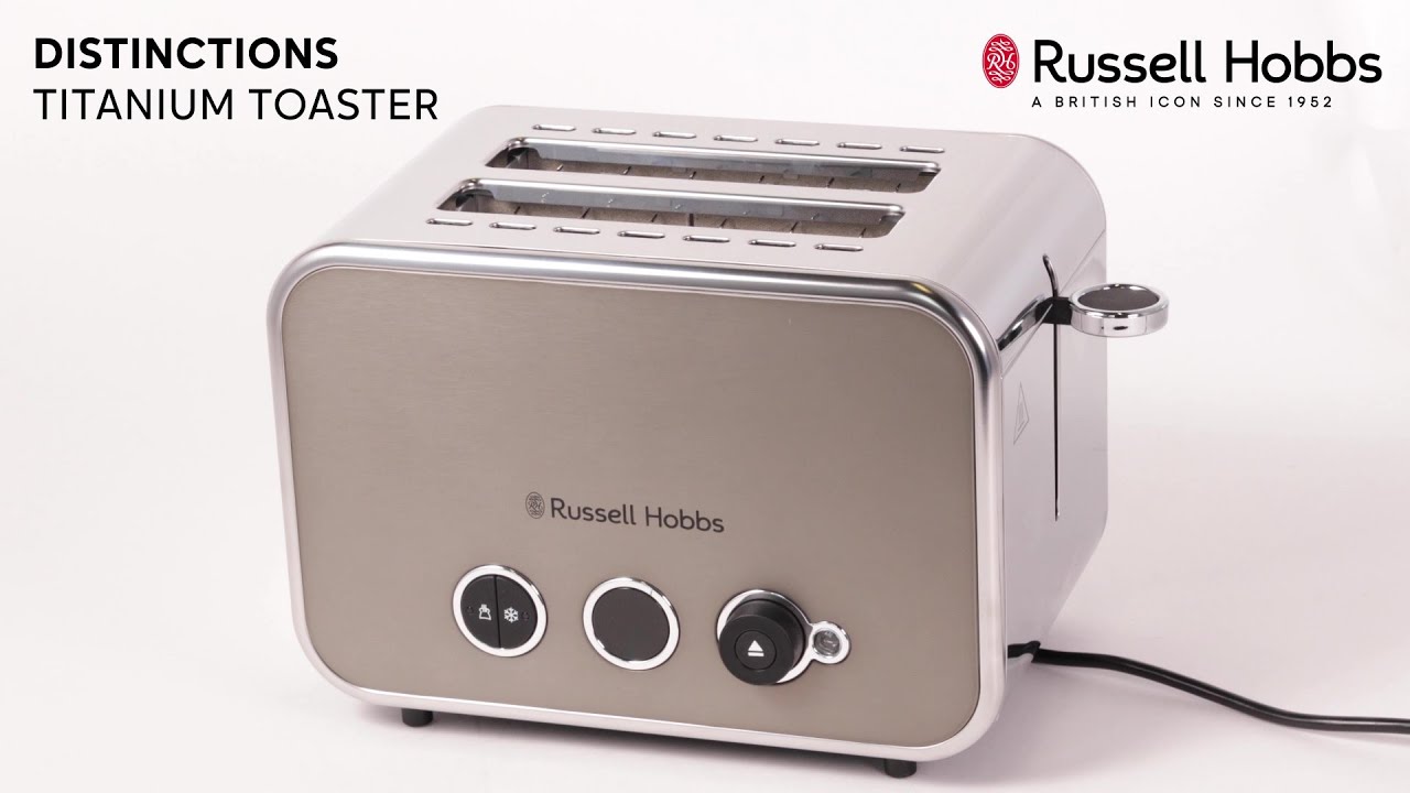 Russell Hobbs 2-Slice Stainless Steel Long Toaster Black Glass Accent