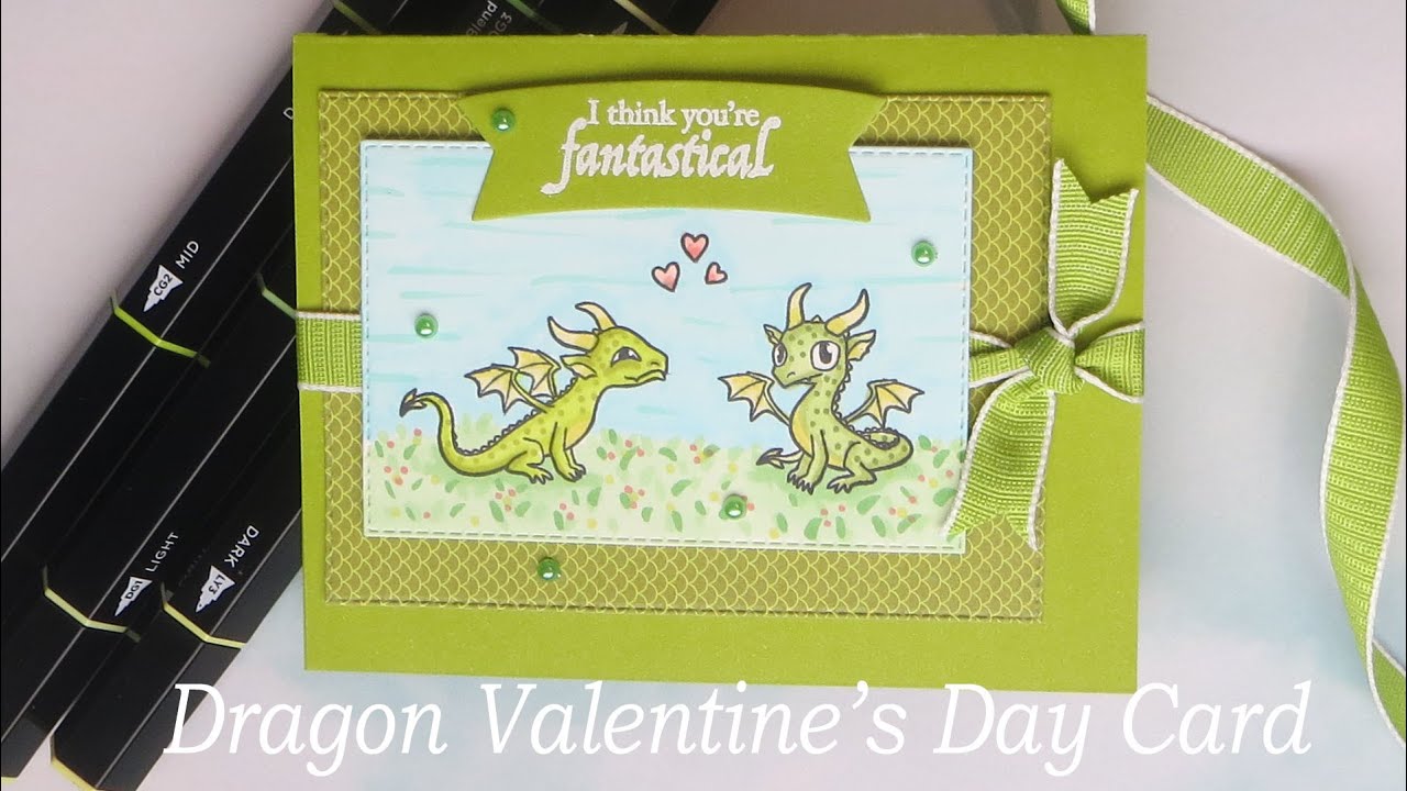 Dragon Valentine's Day Card | Easy Scene Background with Tri-Blend