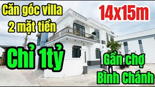 Căn Góc Vila 2 Mặt Tiền DT:14x15m Sỗ Hồng Riêng Chỉ Cần 1 Tỷ Sỡ Hữu Ngay Gần Chợ Bình Chánh.