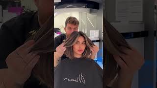 Balayage hair color idea for black hair #shorts Resimi