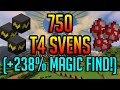 LOOT FROM 750 T4 SVENS WITH 238% MAGIC FIND! | Hypixel Skyblock Marathon