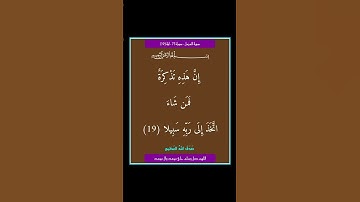 سورة المزمل - سورة 73 - اية 19