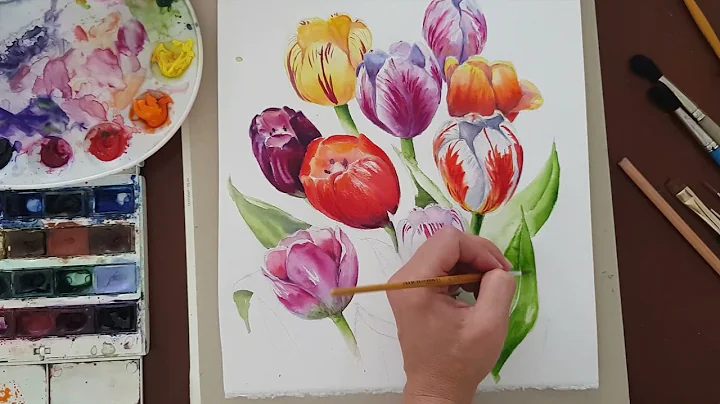 Colorful Tulips in Watercolor Part 3