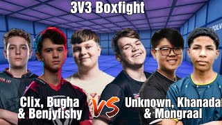 Mongraal, Unknown & Khanada VS Clix, Benjyfishy & Bugha | 3V3 Boxfight