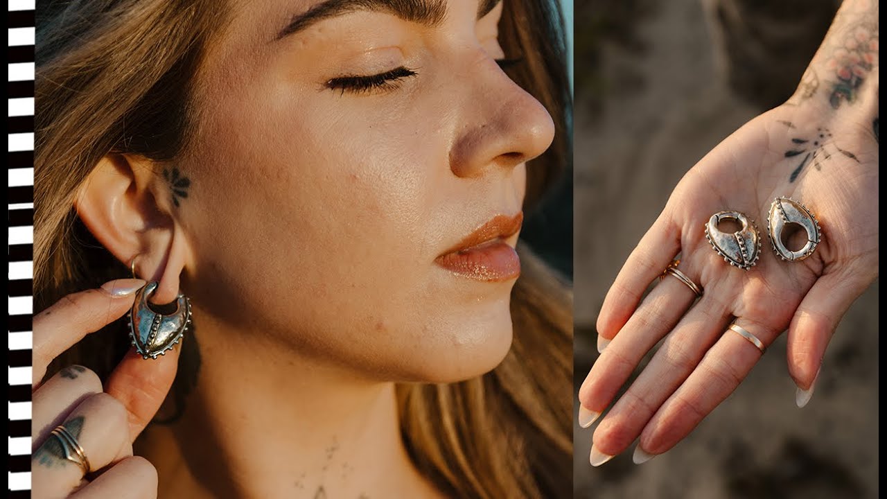 Sentry White Brass Hinged Ear Weights | UrbanBodyJewelry.Com