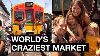 MAEKLONG RAILWAY MARKET | DAMNOEN SADUAK FLOATING MARKET  | World's Craziest Markets | Thailand