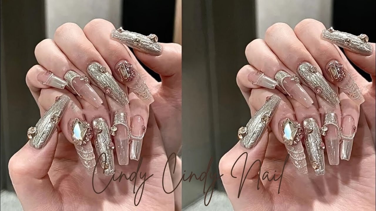 CARDI B NAILS | The Queen Of Bling Nail art | on acrylic nails - YouTube