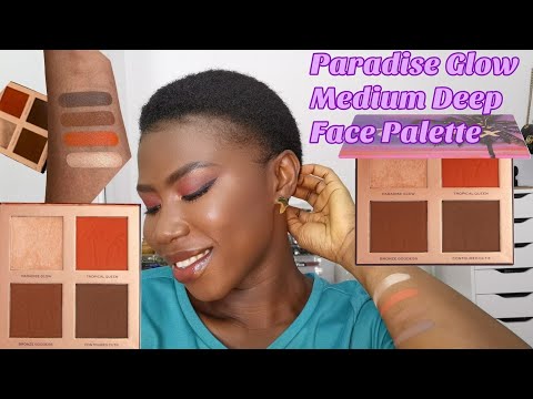 makeup-revolution-x-tammi-paradise-glow-medium-deep-face-palette-|-swatches-|-dark-skin-bronzer