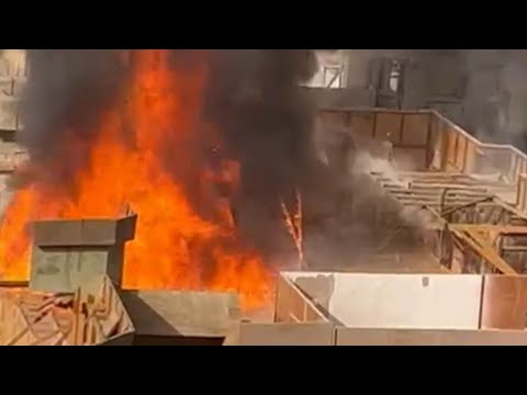 عاجل حريق هائل يلتهم مبنى ستوديو مصر بالمريوطية ديكور مسلسل الكينج محمد إمام اتحرق كله