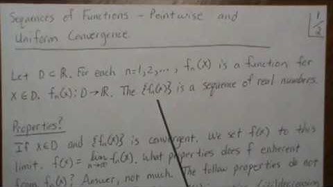 Sequences of Functions - Pointwise and Uniform Convergence