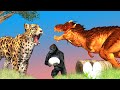 Giant Gorilla theft from Dinosaurs Egg to see the tiger fight with Giant Gorilla  Dinosaurs Tigers