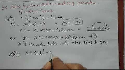 18MAT21 Module 2: Variation of Parameters Method