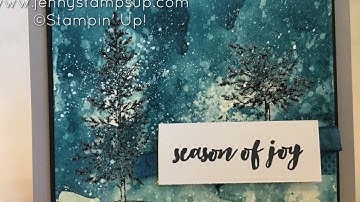 Falling snow by watercolor smooching using Stampin Up products with Jenny Hall