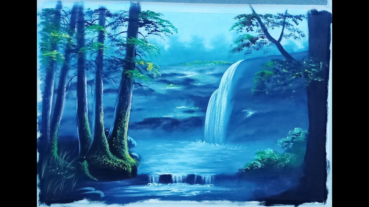 Waterfall Beautiful Scenery Drawing With Pencil Colour - img-Abby