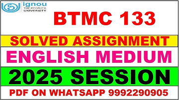 BTMC 133 solved assignment 2025 in English || BTMC 133 solved assignment 2025 || ignou BTMC133 2025