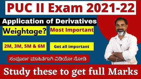 Karnataka PUC 2nd year Important questions|Application of derivatives|Karnataka PUC 2022|Exam target