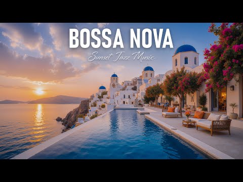 Peaceful Bossa Nova Jazz At Sunset Beautiful Santorini Seaside Ambience 