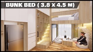 Interior Design for Tiny Apartment using Unique Bunk Bed