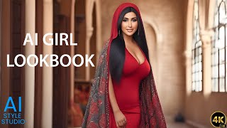 4K AI Art Lookbook Video of Arabian AI Girl ｜ Voluptuous Girl Dazzles in Color