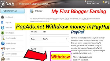 My First Blogger Earning from PopAds | How do Withdraw money from popads in PayPal